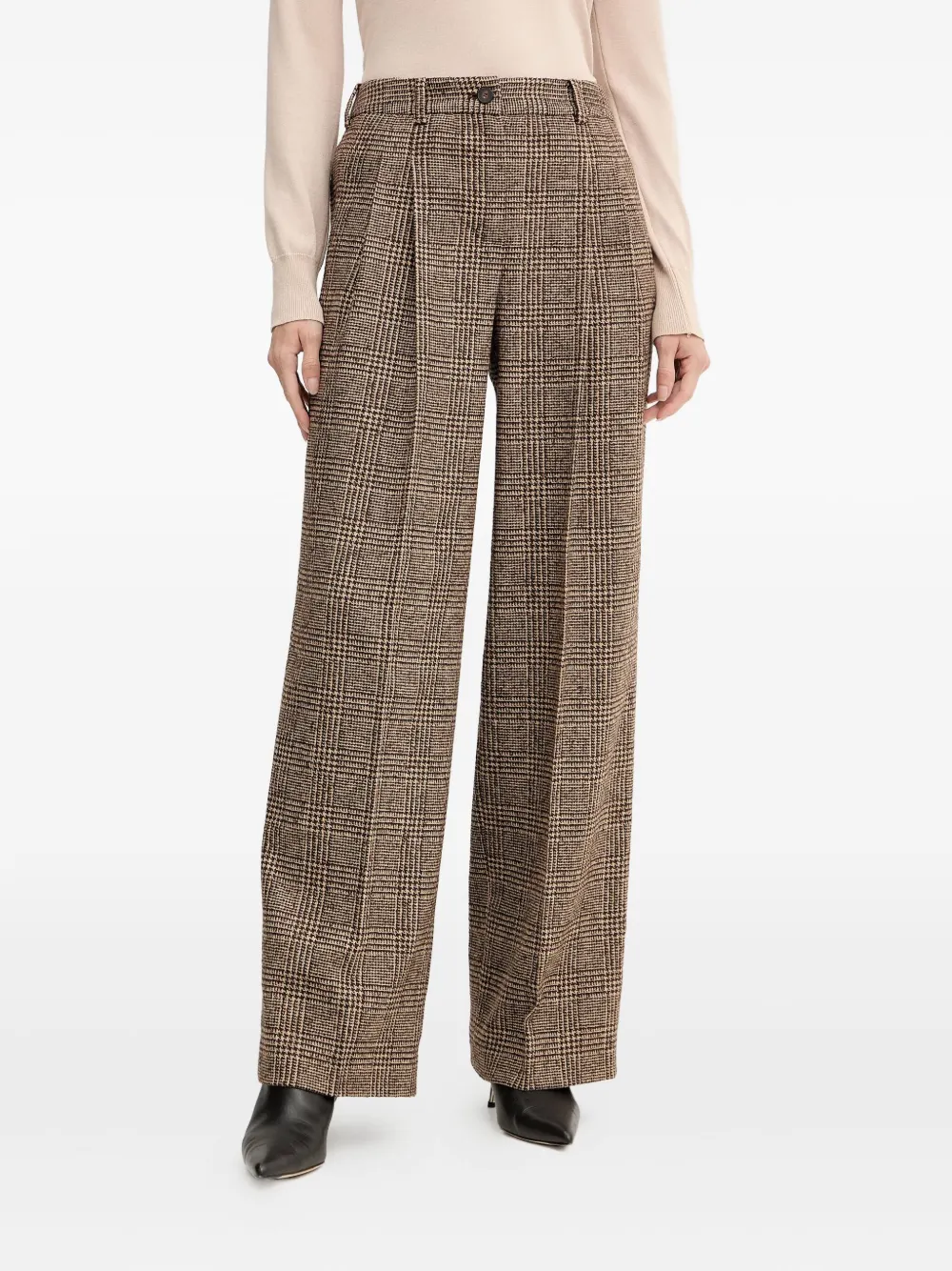 

Клетчатые плиссированные брюки Ossana Luisa Spagnoli, коричневый