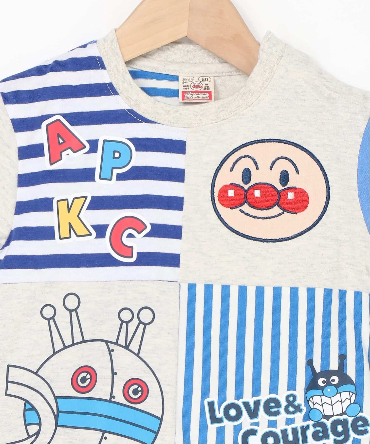 Детская коллекция ANPANMAN / (K) Футболка с коротким рукавом в стиле пэчворк Anpanman Kids Collection, blue — фото 4