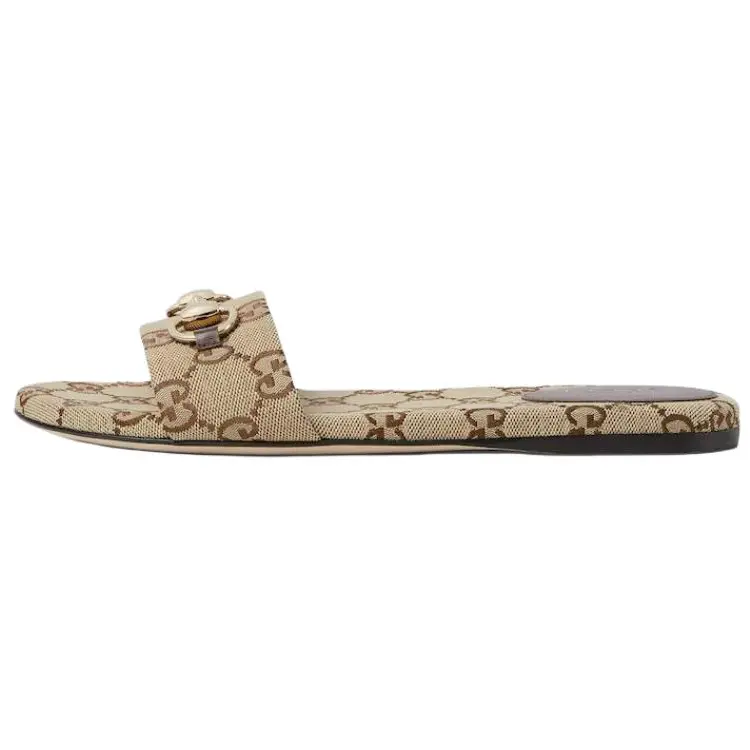 GUCCI Сандалии Horsebit Slide женские бежевые