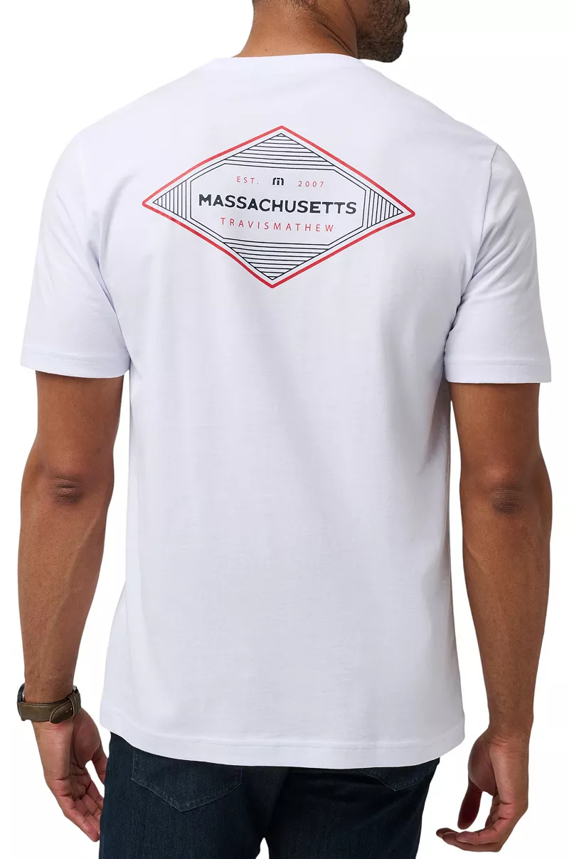 

Мужская футболка для гольфа TravisMathew For Sure Ma 2.0 MA State с графическим рисунком, белый
