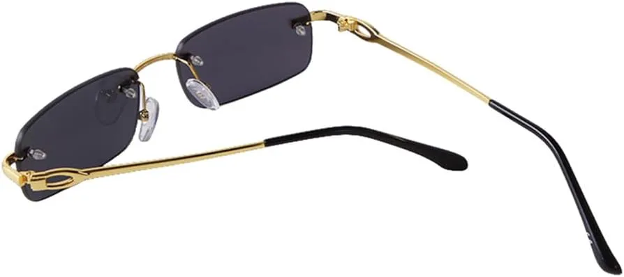 

Винтажные прямоугольные солнцезащитные очки без оправы для мужчин, очки с прозрачными линзами, женские солнцезащитные очки без оправы, SUN646 Generic, C4