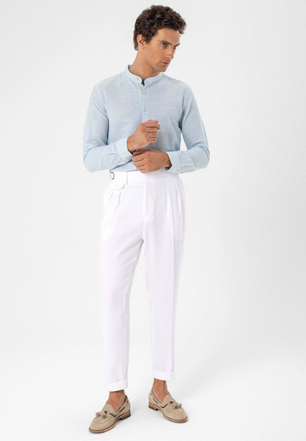 

Рубашка Mandarin Collar Long Sleeve Antioch, бирюзовый