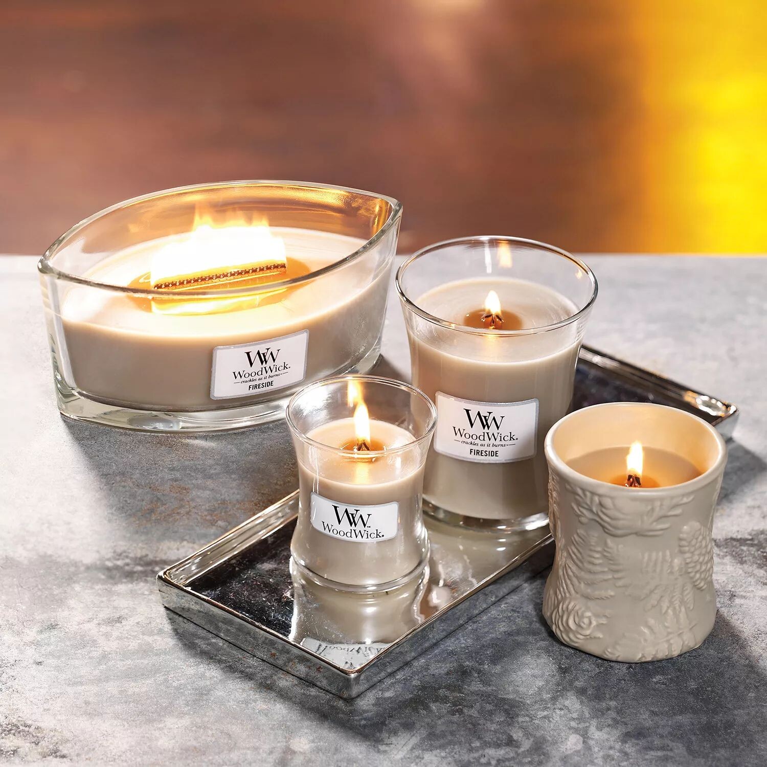 

Свеча WoodWick Fireside среднего размера «Песочные часы»