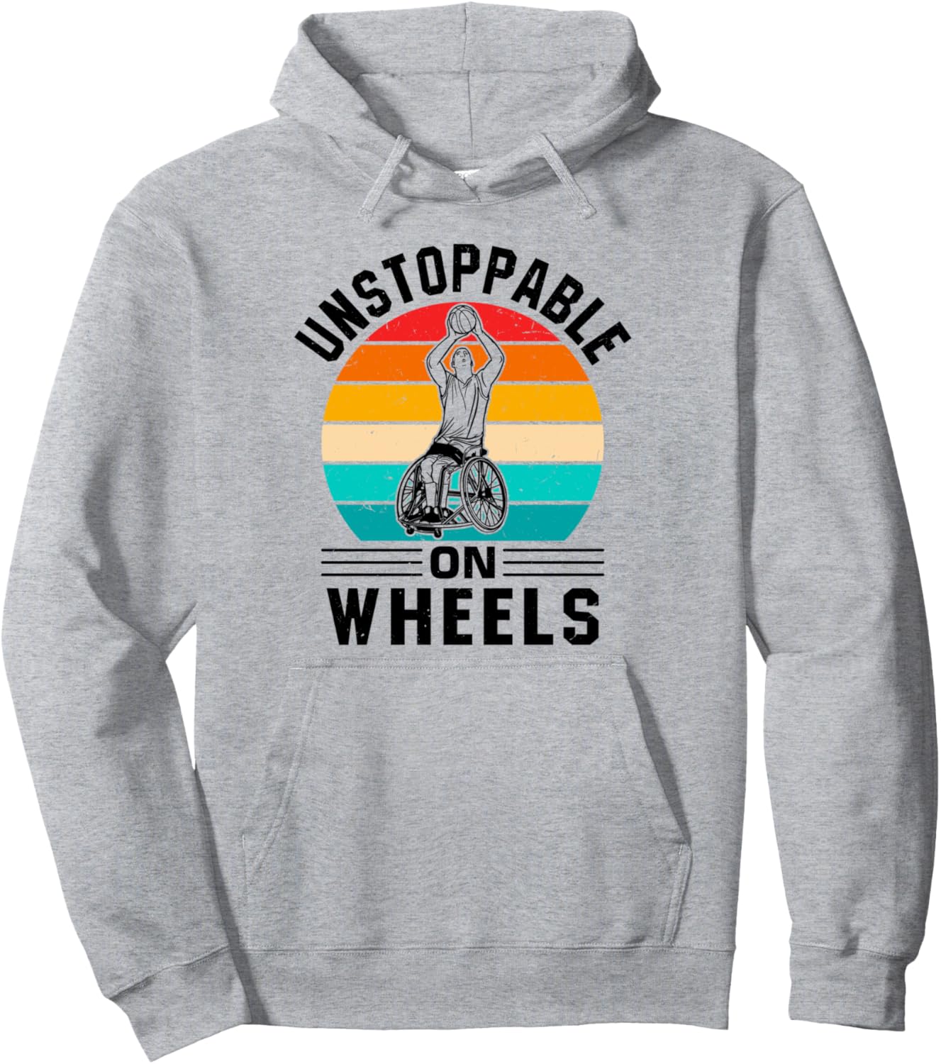 

Худи с изображением баскетболиста-инвалида на инвалидной коляске, серое Wheelchair Basketball