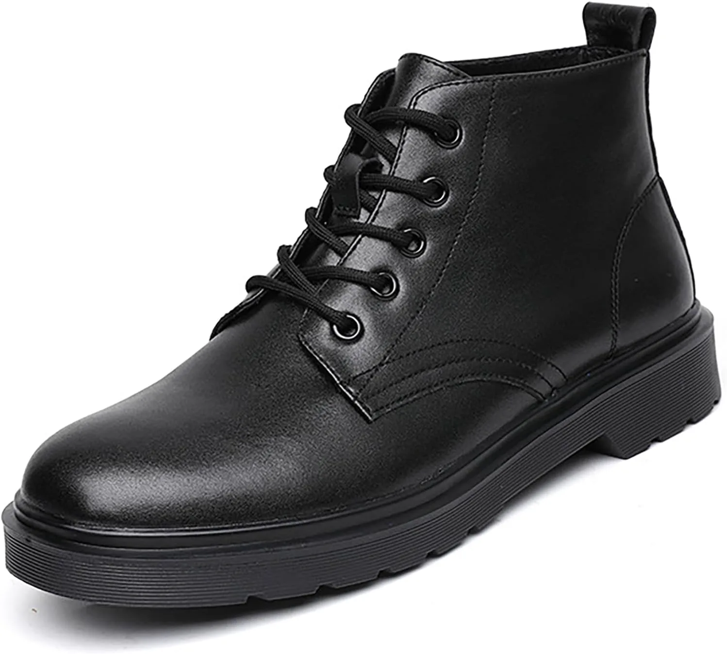 

Men's Vintage Leather Lace Up Platform High Top Oxfords Shoes,Black Round Toe Non-Slip Business Formal Dress Oxford Derby Boots SYNTHESIS, черный