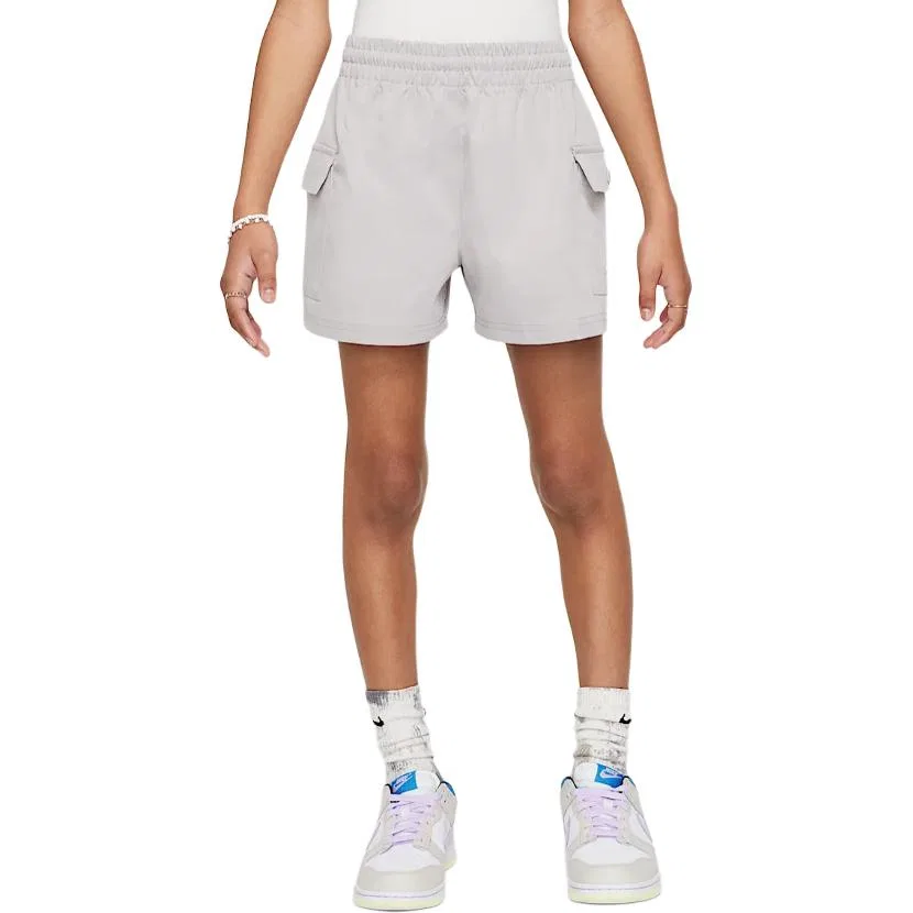 Шорты Nike Sportswear Swoosh Shorts для подростков серо-белые
