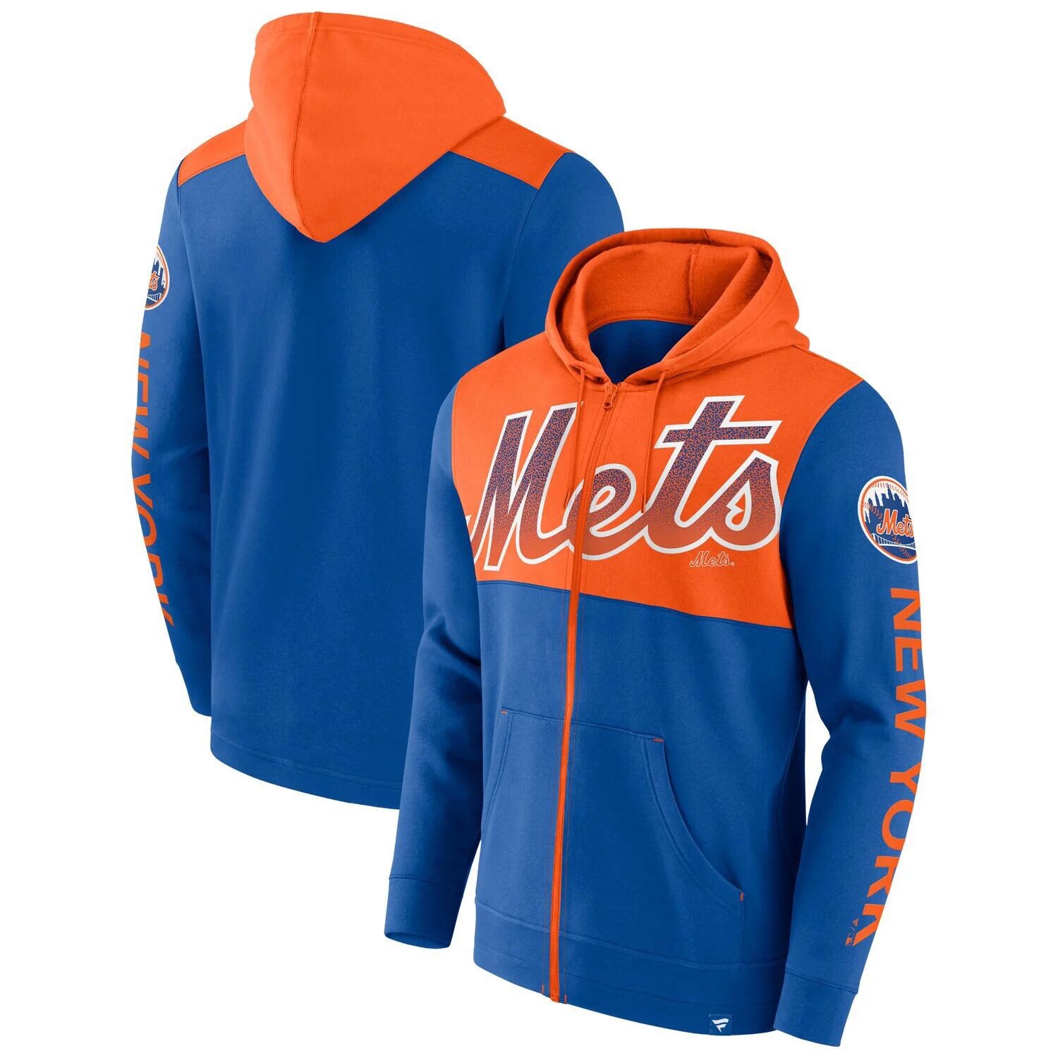 

Мужская фирменная флисовая толстовка с молнией во всю длину Royal New York Mets Walk Off Fanatics