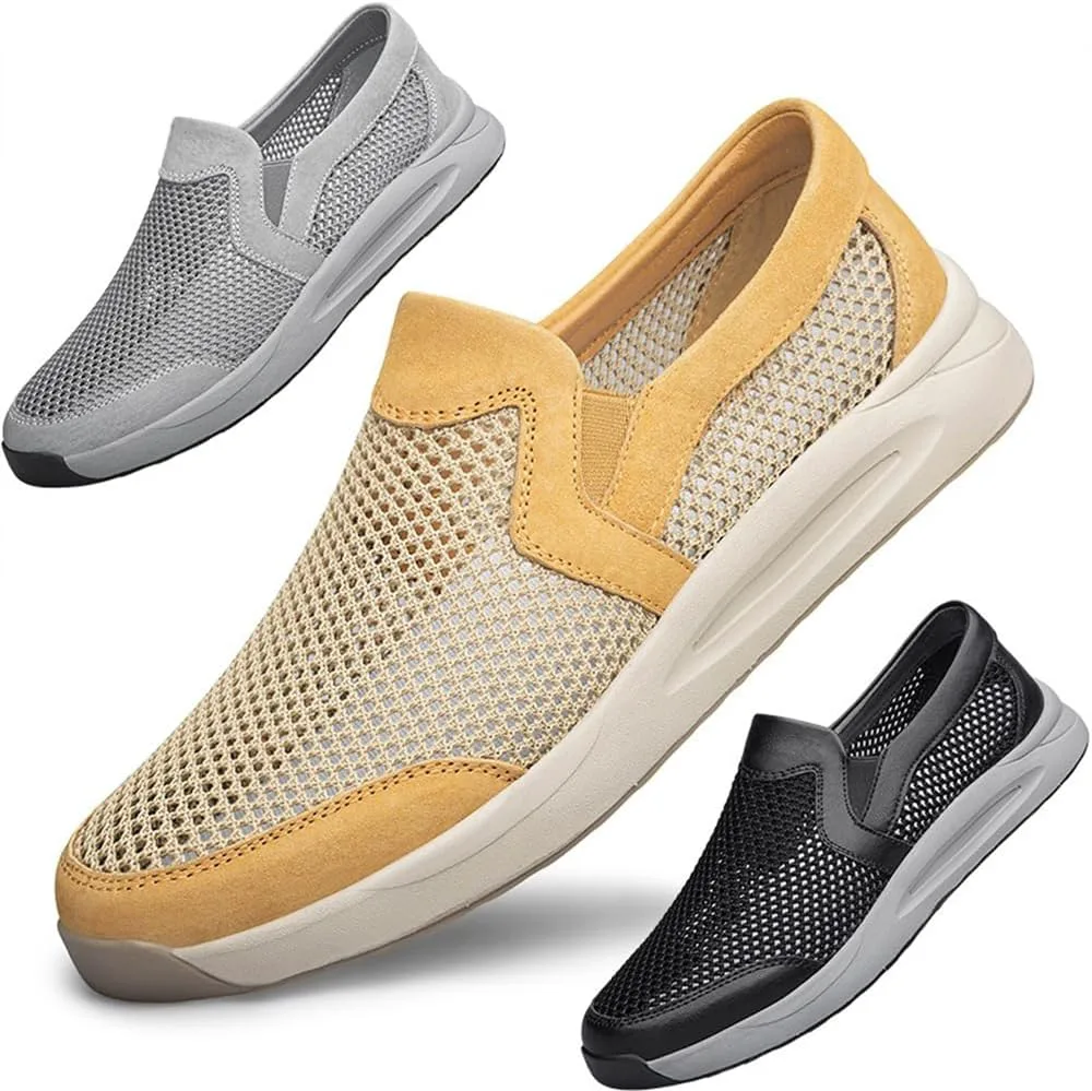 

Летние кроссовки для мужчин, повседневная обувь, низкие, слипоны, дышащие сетчатые прогулочные кроссовки Abborora, желтый