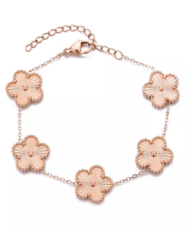 

Браслет с 5-листным клевером из розового золота, устойчивый к потускнению Adornia, pink