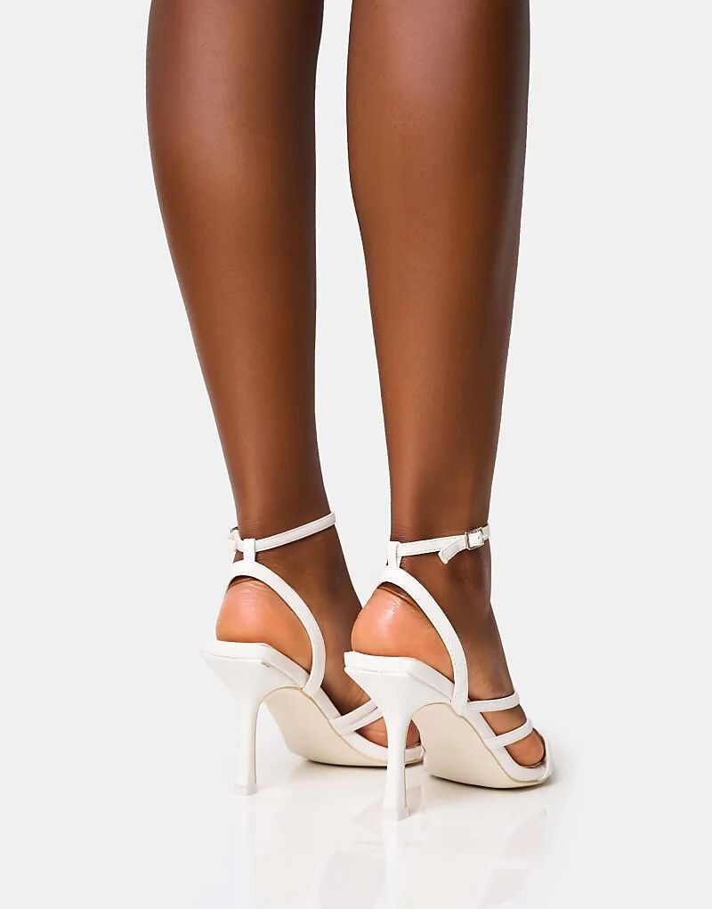Туфли Public Desire Free Spirit на среднем каблуке с круглым носком и ремешками, белые — фото 4
