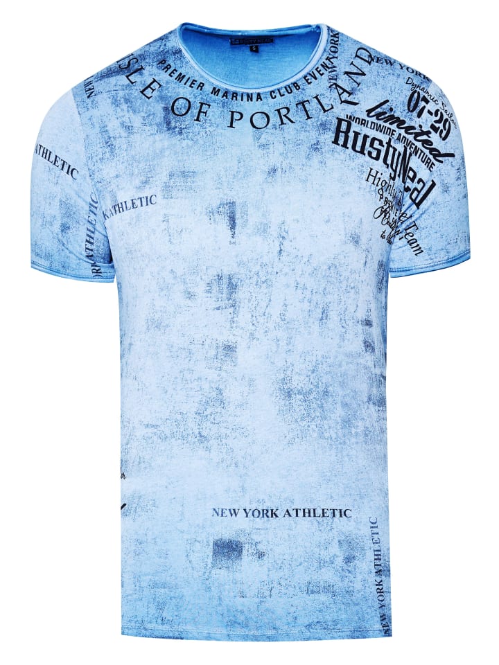 

Выцветшая футболка с синими принтами Rusty Neal, Синий, Выцветшая футболка с синими принтами Rusty Neal