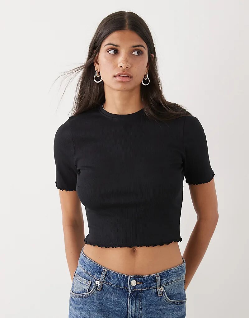 

Футболка COLLUSION с салатовым краем в рубчик, черная