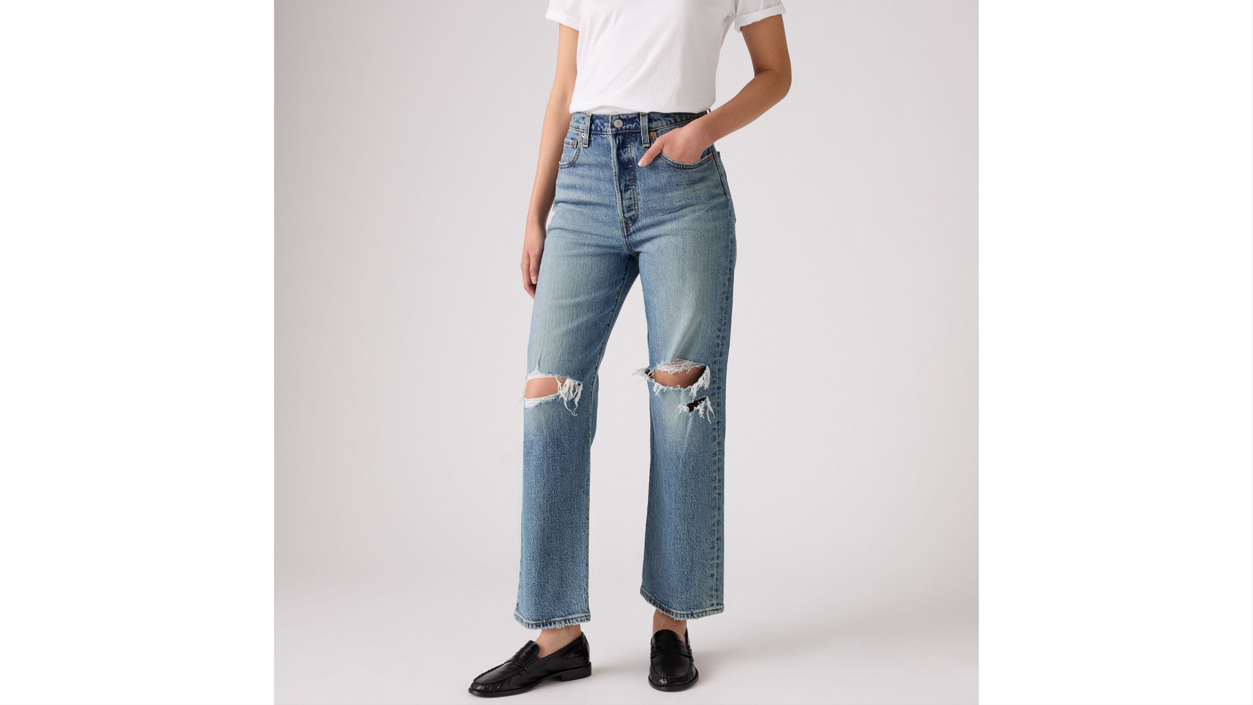 Джинсы Ribcage Straight Ankle женские Levi's, Queen Mother - Medium Wash — фото 2