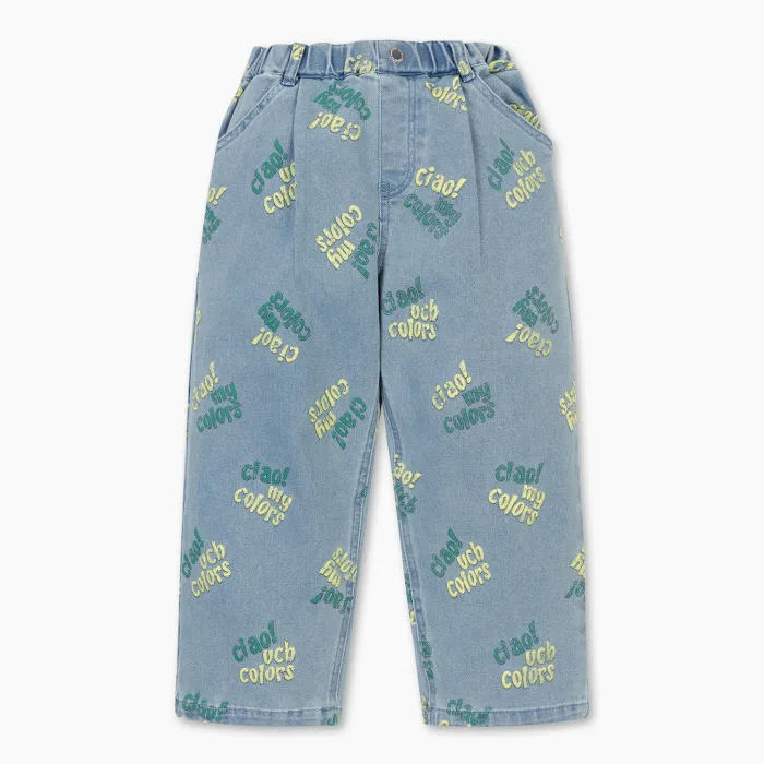 Детские джинсы Colors Lettering, синие, от Benetton Kids