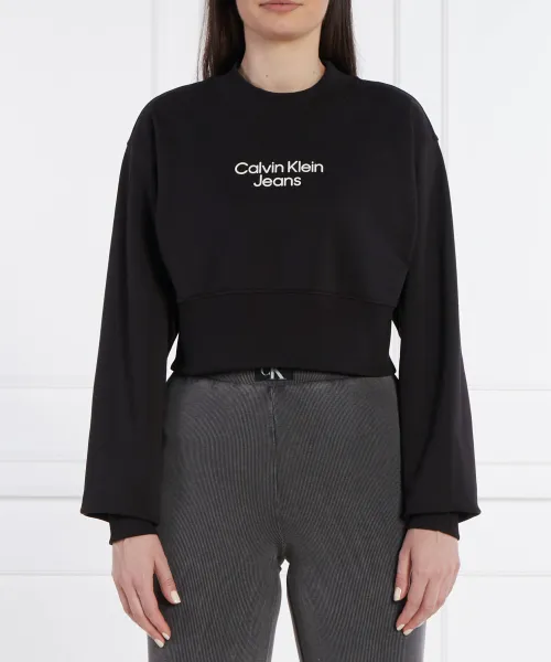 

Институциональная многослойная толстовка Cropped fit Calvin Klein Jeans, черный