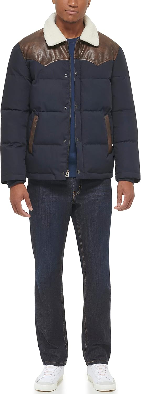 Мужская стеганая куртка Levi's Out West из смешанной ткани, Navy Puffer — фото 3