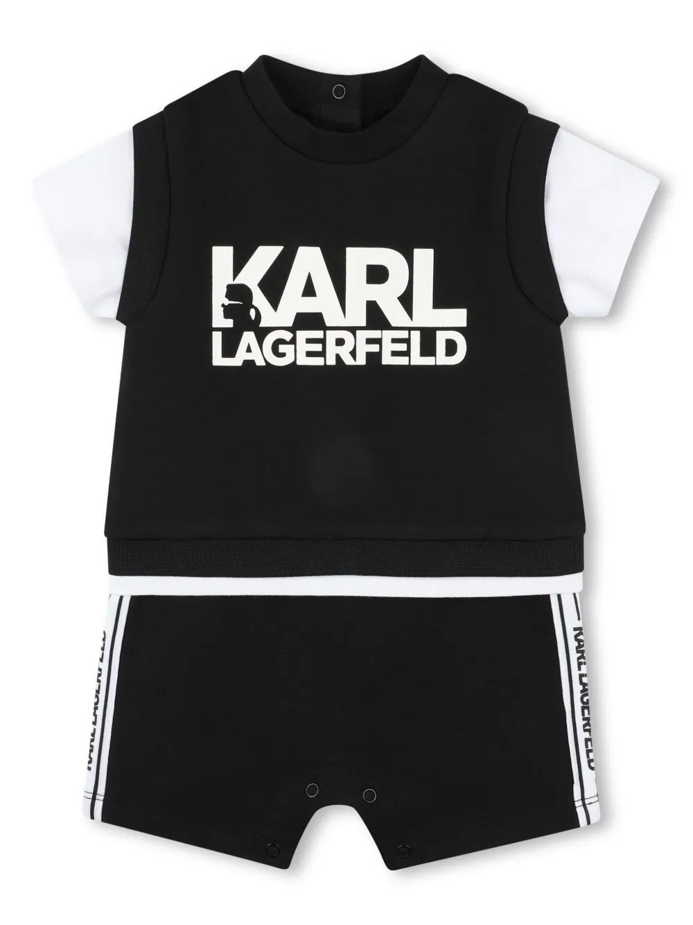 

Короткий комбинезон с логотипом KARL LAGERFELD KIDS, черный