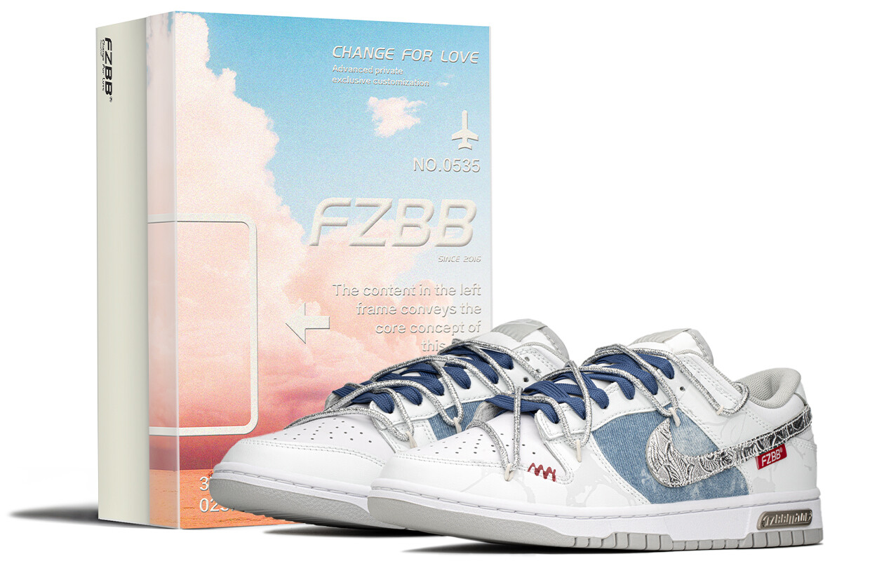 

Кроссовки Nike Dunk Skateboarding Shoes Men Low-top White/blue, синий/белый