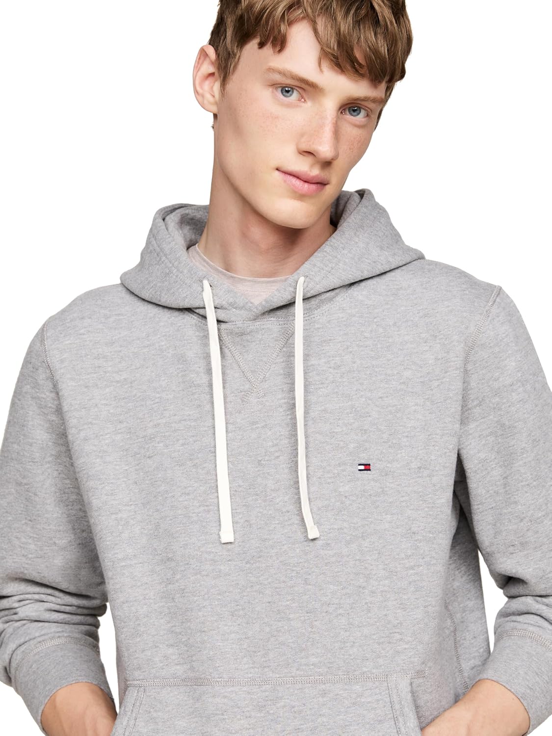Мужская флисовая толстовка с капюшоном Tommy Hilfiger средней плотности, также доступна в размерах для больших и высоких мужчин, Medium Grey Heather — фото 2
