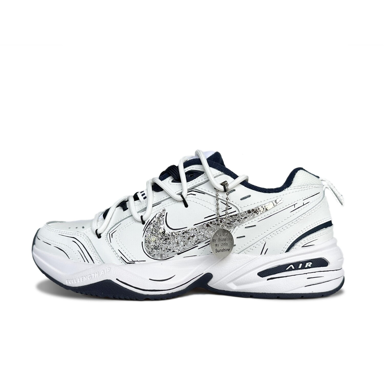 

Кроссовки Nike Air Monarch 4 Chunky Sneakers Unisex Low-top White/Black/Blue, белый