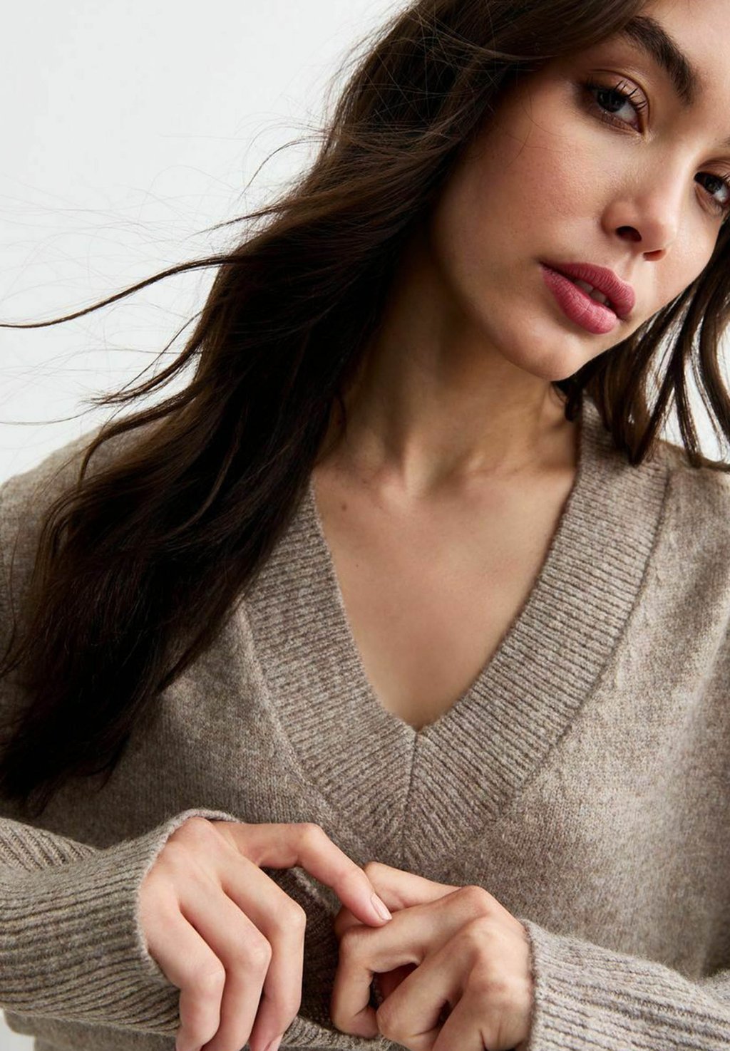 

Джемпер WIDE V NECK New Look, бежевый