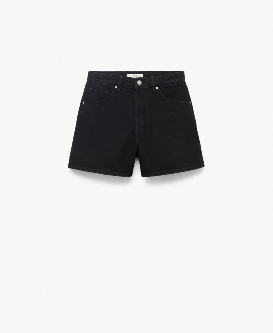 

Женские джинсовые шорты прямого кроя с высокой талией MANGO, Black Denim