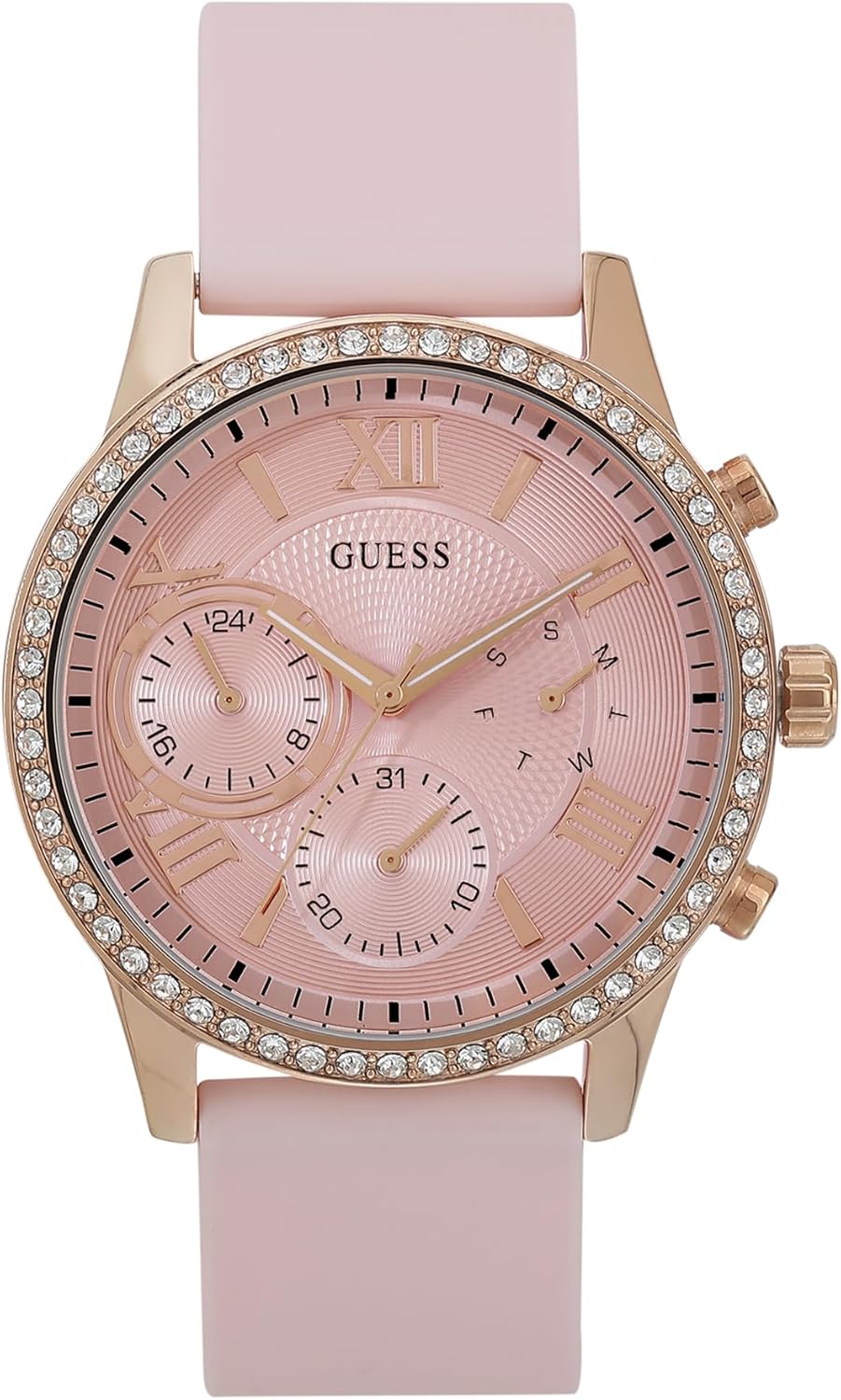 

GUESS Factory розовое золото и розовый силикон многофункциональные часы