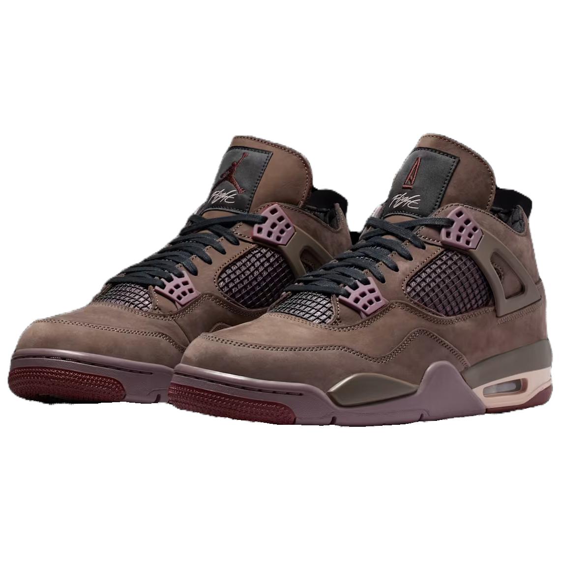 Jordan A Ma Maniére x Air 4 устойчивые к скольжению и истиранию мид-топ винтажные баскетбольные кроссовки унисекс Brown — фото 4
