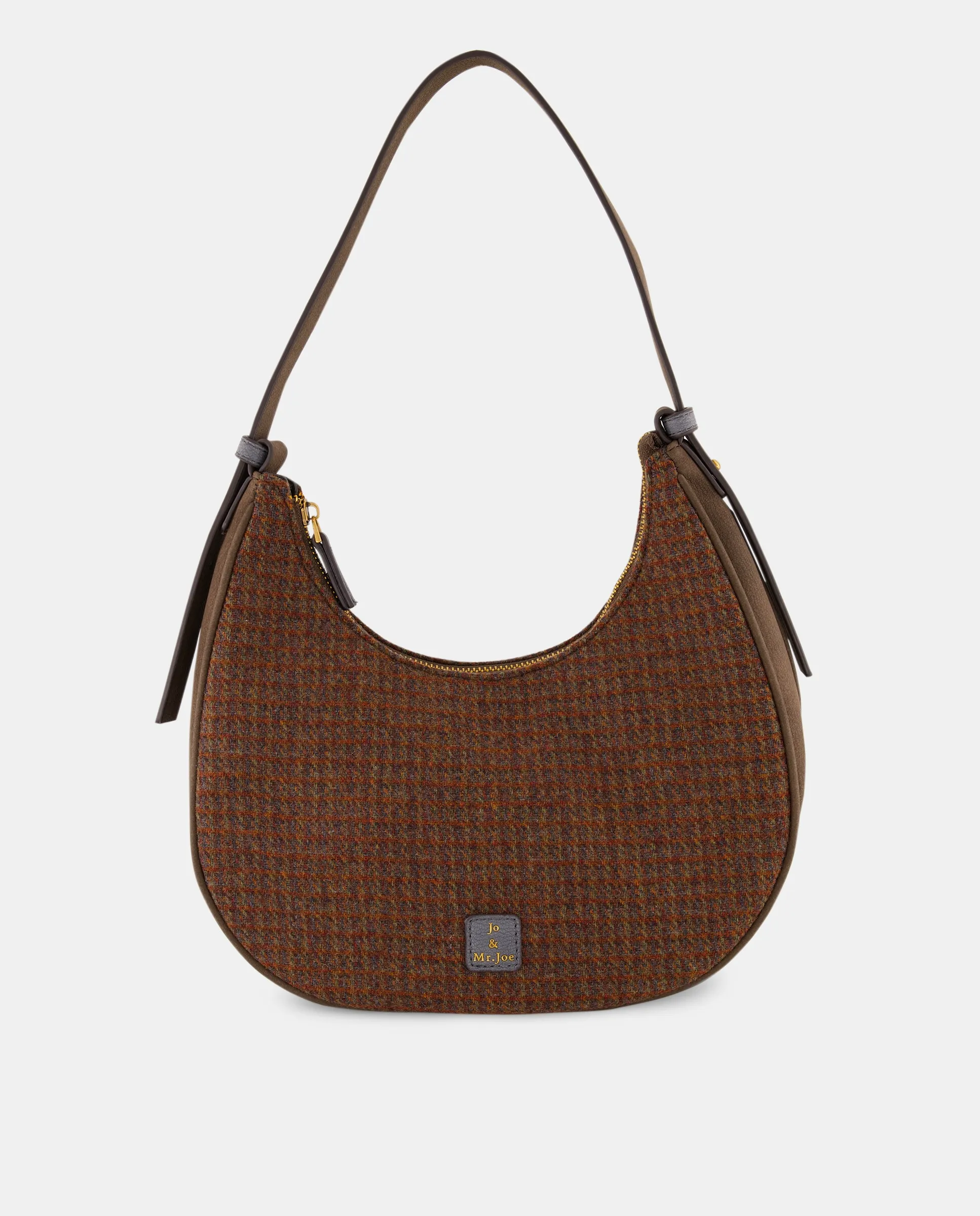 

Сумка-хобо в клетчатом свитере Jo & Mr. Joe, коричневый