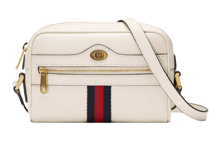 

Сумка-мессенджер Ophidia Mini из кожи, белая GUCCI