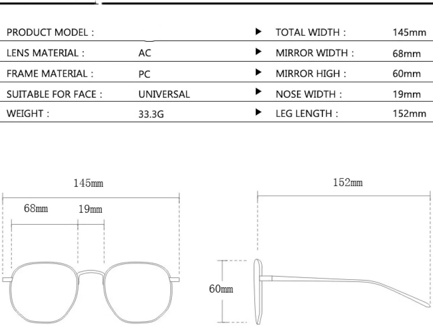 

Мужские солнцезащитные очки с широкими полыми дужками, винтажный стиль, однотонные, женские ретро-очки, модные, с защитой от УФ-излучения UV400 TKKTLLT, Black Gray