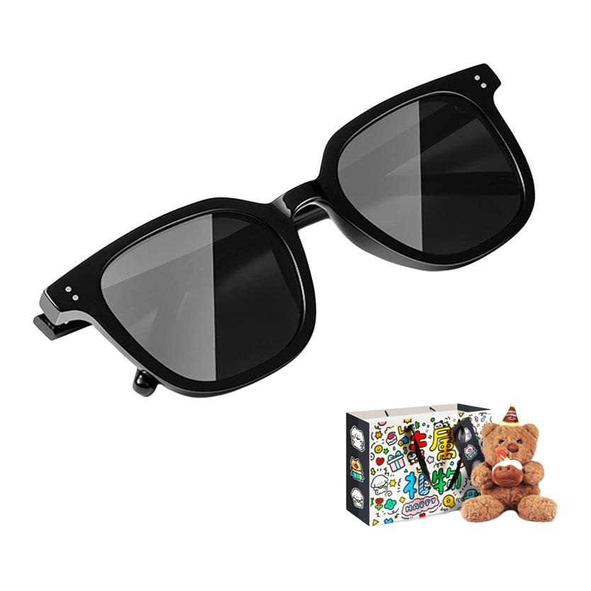 

Upthree Пластиковая квадратная оправа для очков TR/Memory унисекс, Cake Bear Box (Black Frame with Gray Lens)