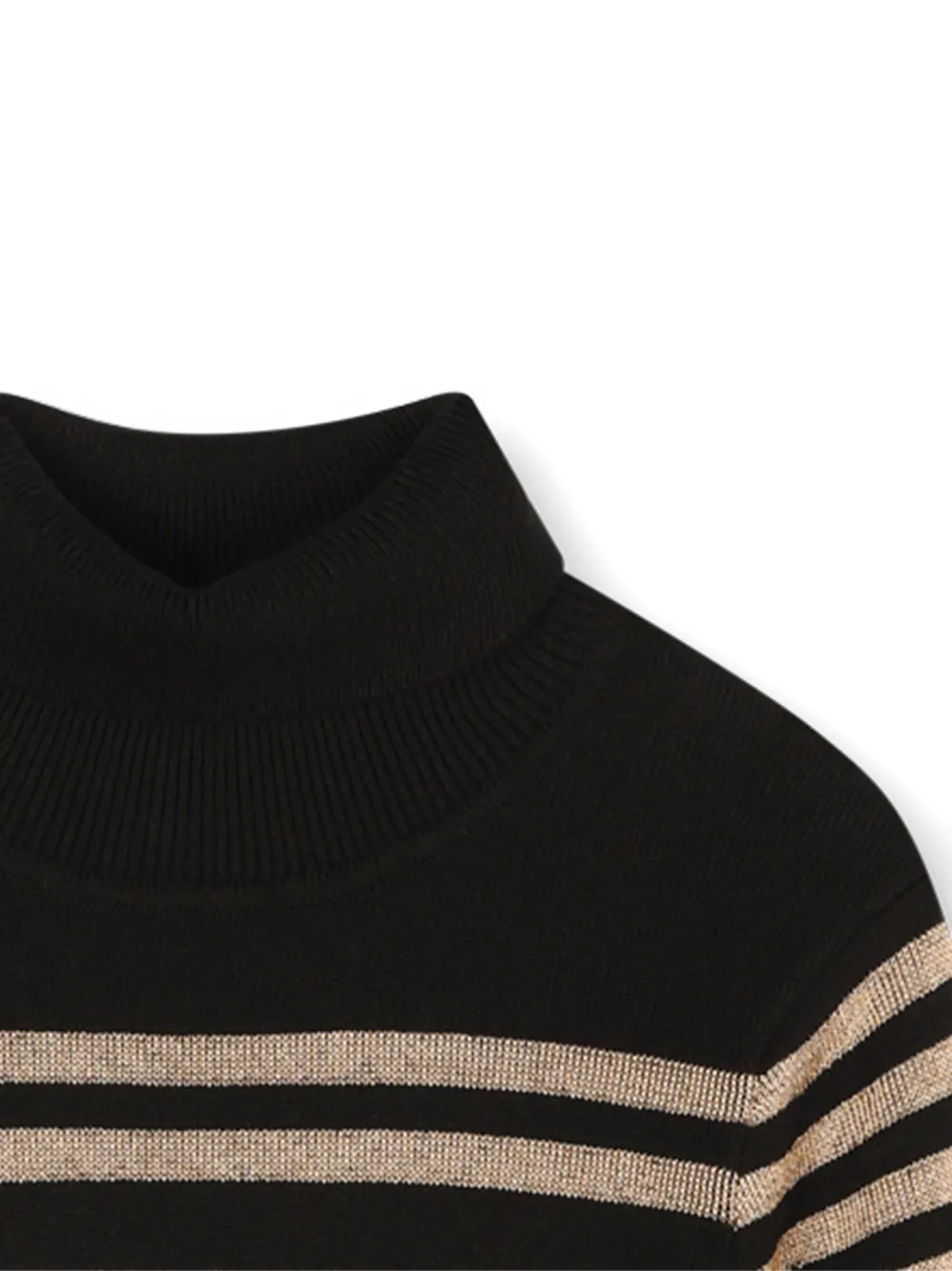 Полосатое платье с высоким воротником SONIA RYKIEL ENFANT, черный — фото 3