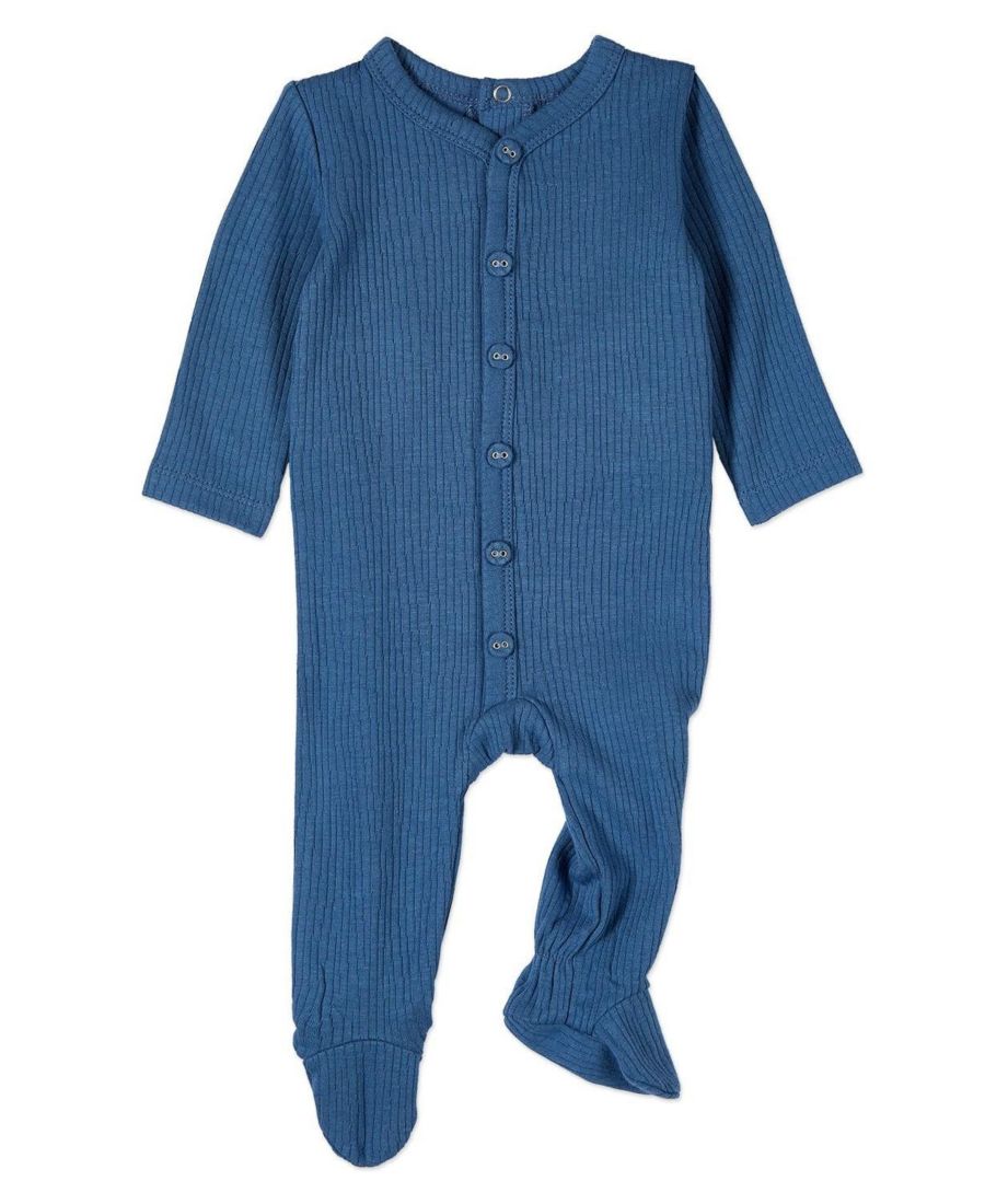 

Детский комбинезончик с застежкой на пуговицы, однотонный, из хлопковой смеси, в рубчик MeMoi, Deep water