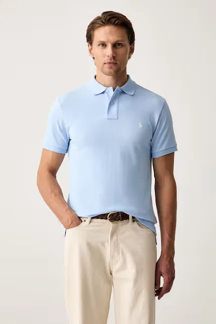 Поло хлопковое модель 710795080016 Polo Ralph Lauren, синий