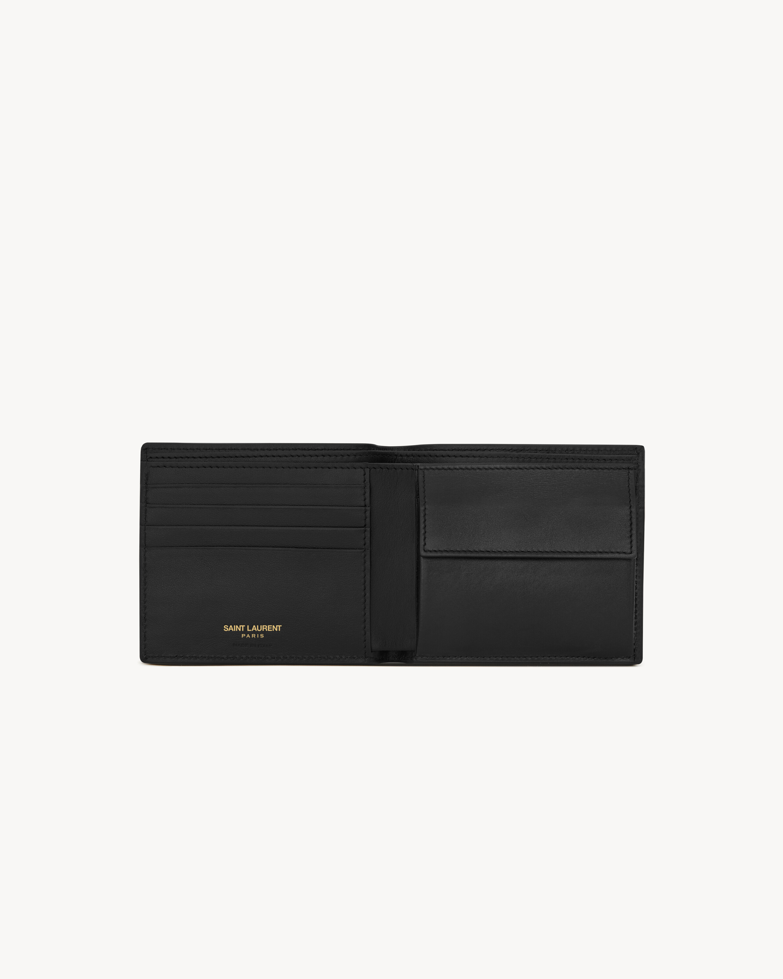 Кошелек TINY CASSANDRE East/West с монетницей из блестящей кожи Saint Laurent, черный — фото 3
