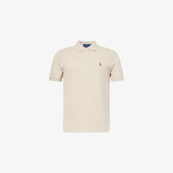 

Поло Polo Ralph Lauren из хлопкового пике с вышитым логотипом, бежевый