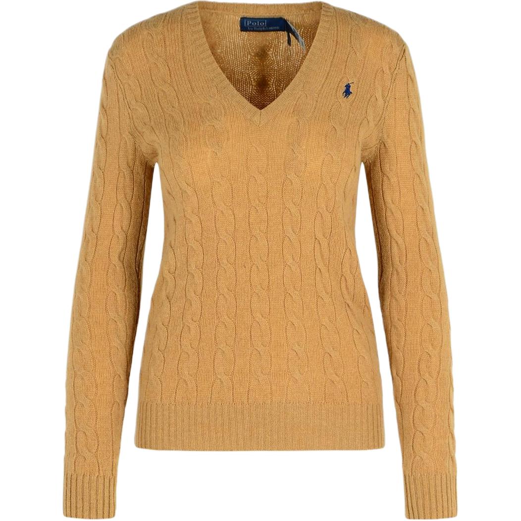 Свитер крупной вязки с V-образным вырезом Polo Ralph Lauren, camel mixed color — фото 3