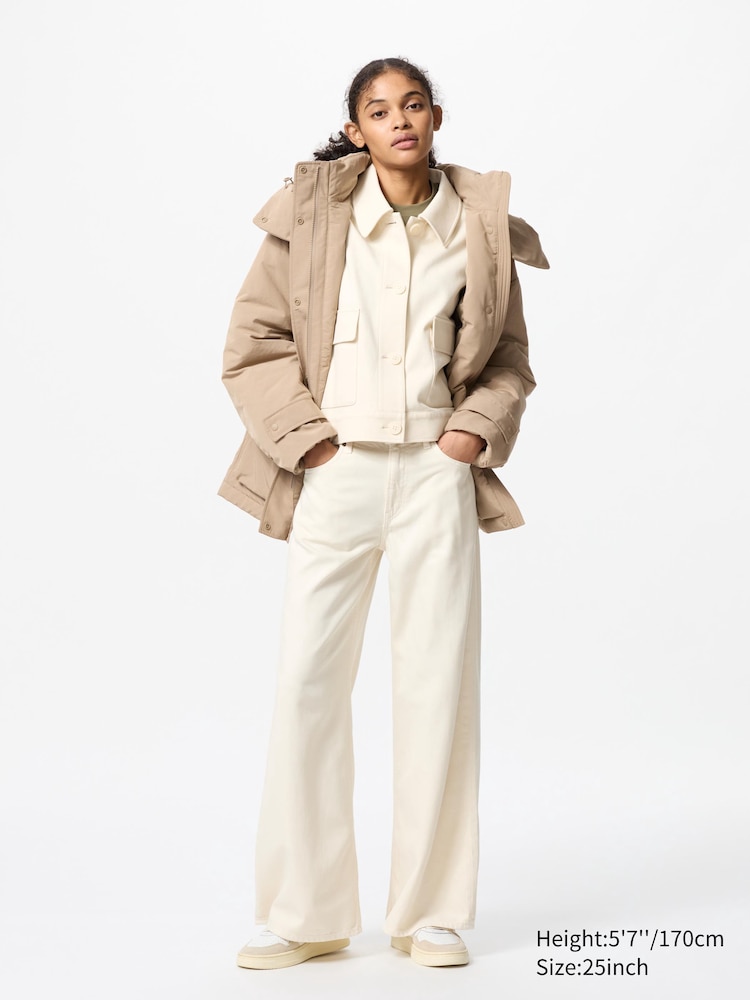 

Джинсы-Клеш с драпировкой Uniqlo, цвет 30 бежевый