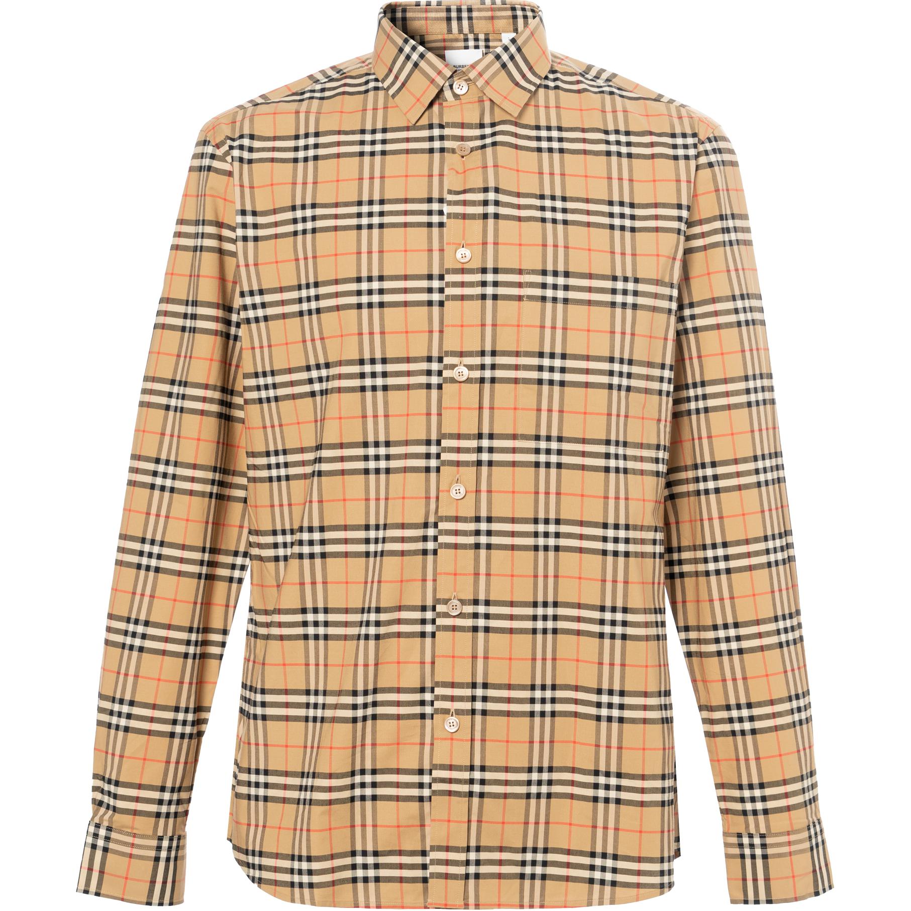 

Burberry Мужская рубашка в мелкую клетку коричневого цвета