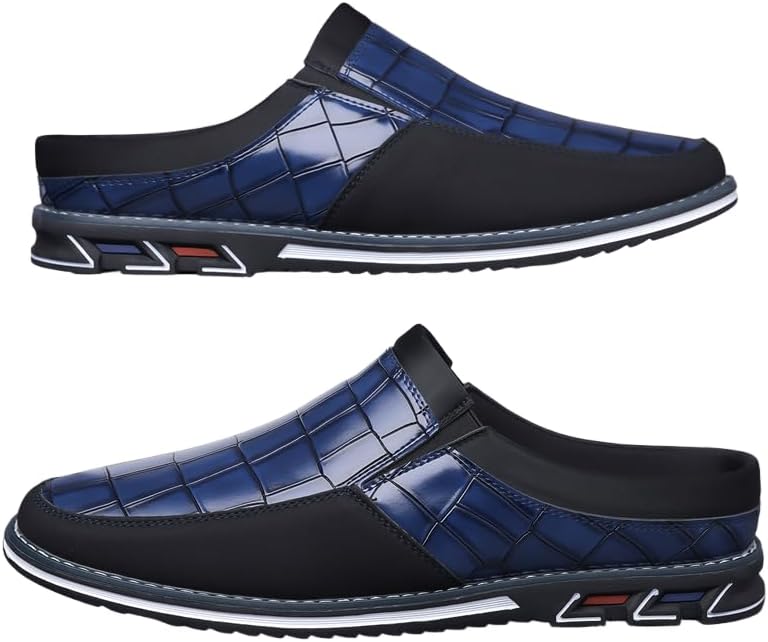 

HCHCTRY Мужские босоножки больших размеров в винтажном ретро-стиле с вырезами, удобные, с нескользящей микрофибровой верхней частью, прочные тапочки, мужская обувь для улицы, синий