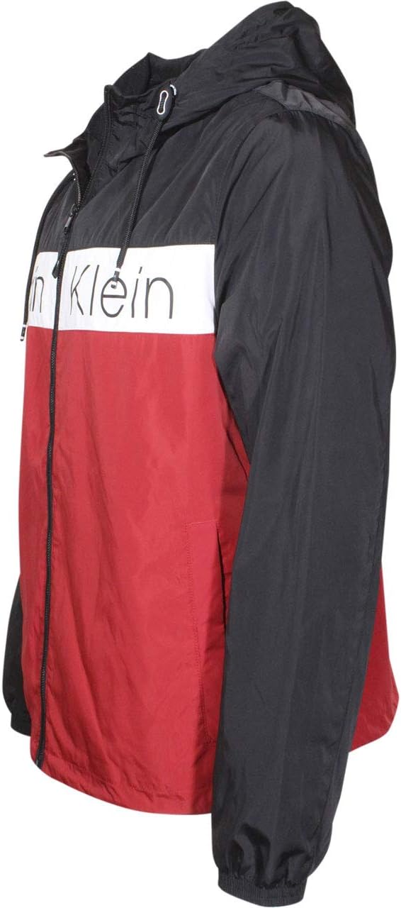 Водонепроницаемая мужская куртка с капюшоном Calvin Klein на молнии спереди, Deep Red — фото 2