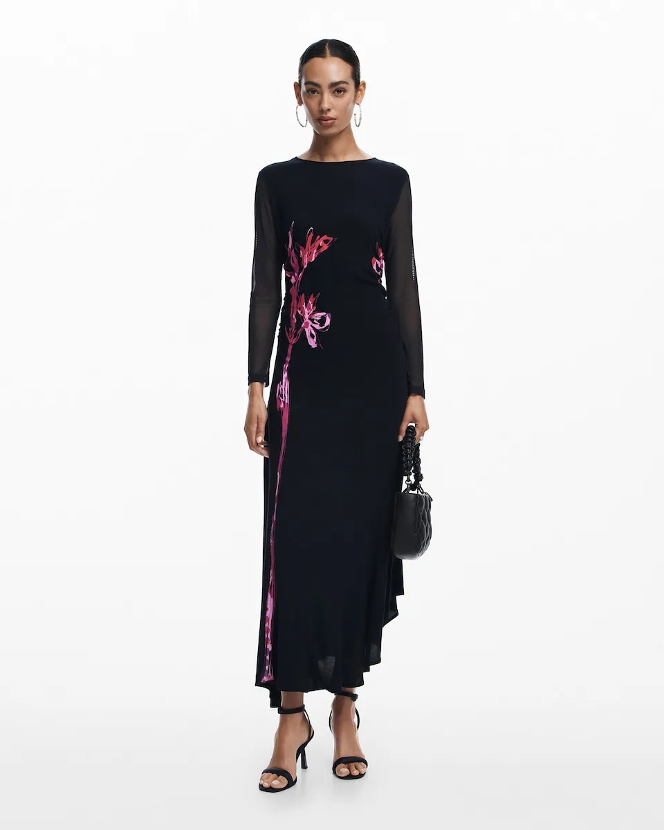 

Длинное асимметричное платье лилия Desigual, черный