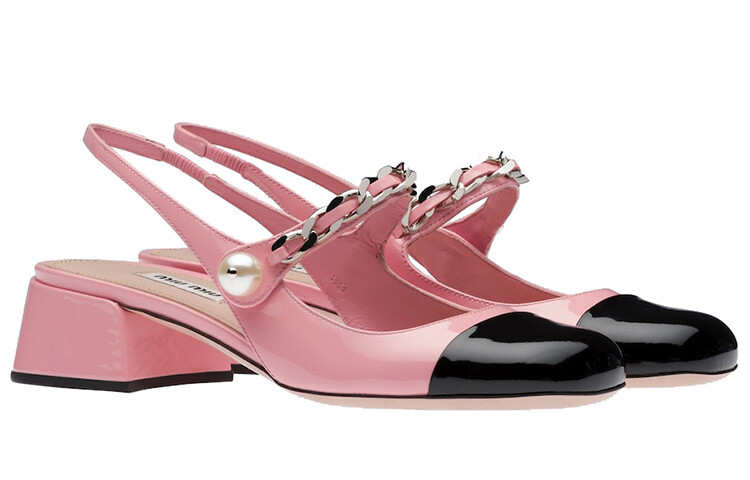 Туфли на высоком каблуке женские Miu Miu, розовый — фото 3