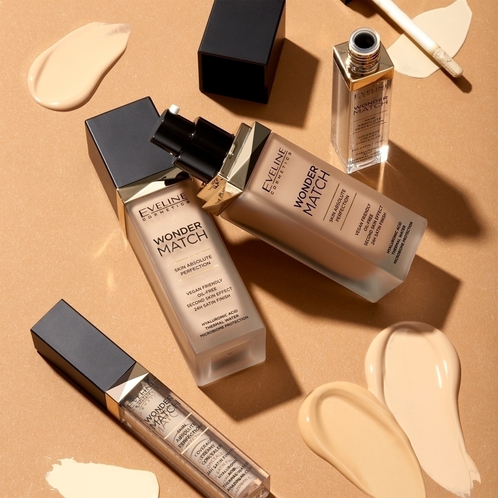 Маска для лица Eveline Cosmetics — Стойкая жидкая тональная основа Wonder Match с гиалуроновой кислотой , atspalvis 05 light, 30 мл — фото 4