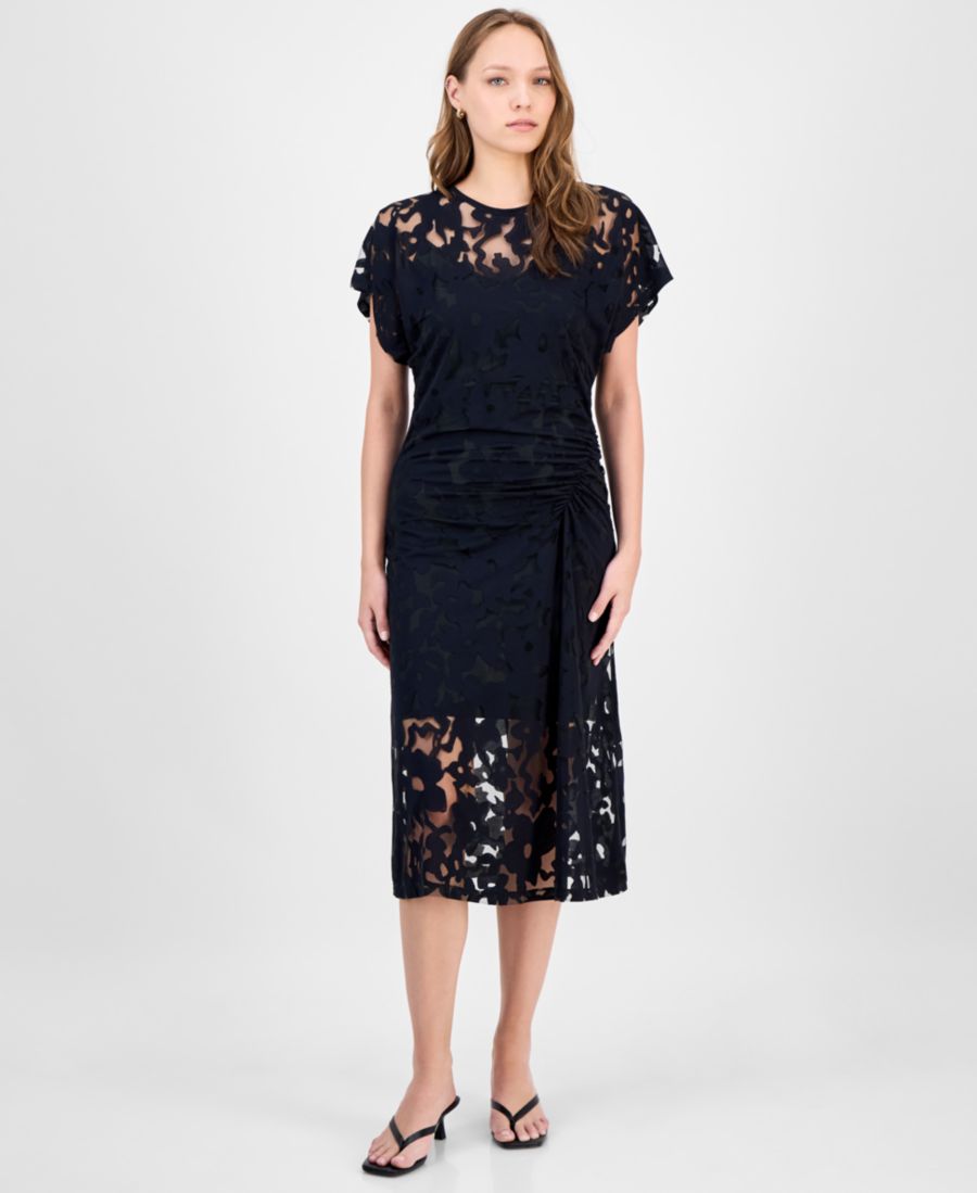 

Женское миди-платье с цветочным кружевом BOSS Orange, Black