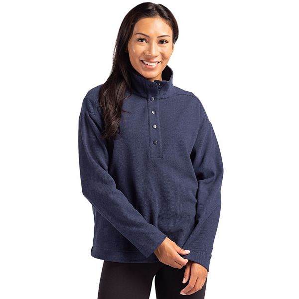 

Текстурированная флисовая толстовка на молнии Hunts Point из переработанных материалов Cutter & Buck, Navy Blue