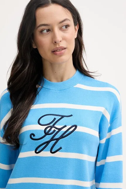 Свитер женский с узором в полоску Tommy Hilfiger, синий — фото 4