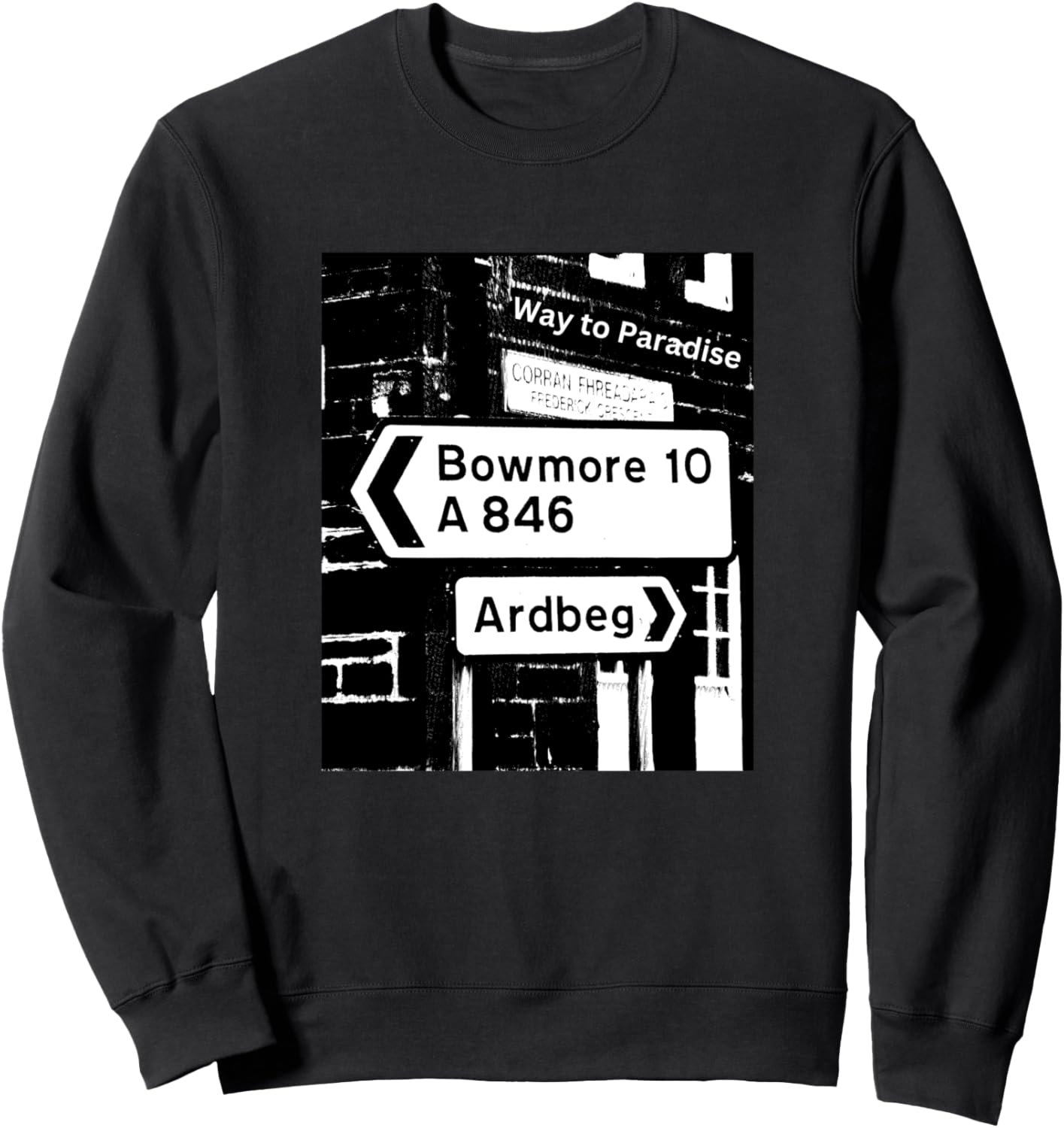 

Толстовка с изображением дорожного знака Порт-Эллен, Боумор и Ардбег, черная, размер S Monnemblue Funny Roadsign Port Ellen