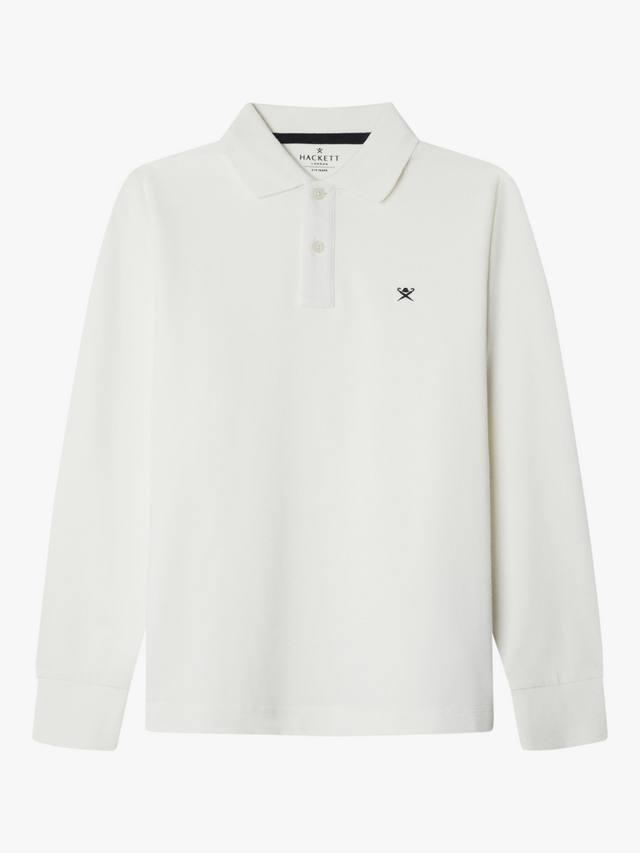 

Детская хлопковая пике поло с длинными рукавами Hackett London, Off White